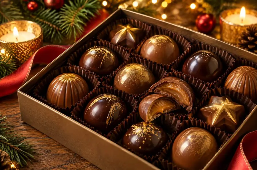 Caja de bombones de chocolate rellenos