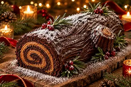 Tronco navideño de chocolate